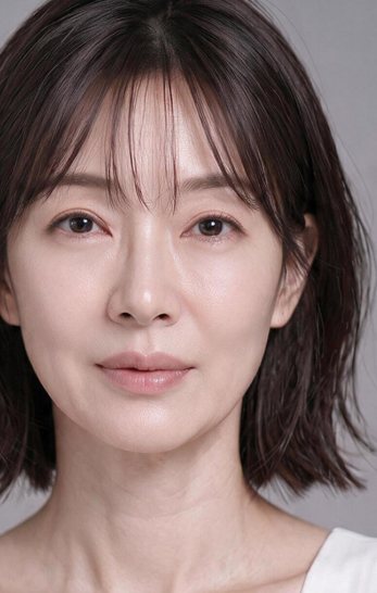 상안검 — 앞머리 단발 중년 여성 정면